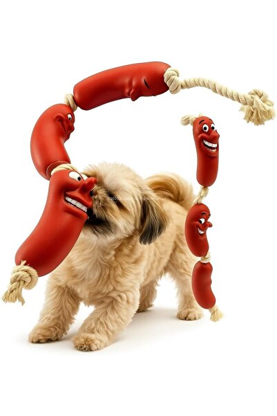 Busstier Sausage Shaped Silicone Dog Toy |   Durable Biting and Teeth Cleaning Toy