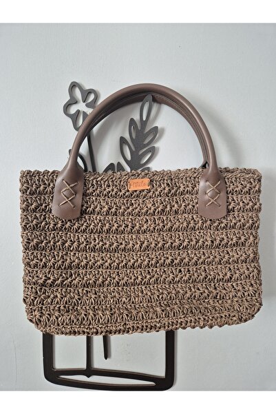 ATÖLYE MİLLA Brown Hand-Knitted Paper Rope Bag