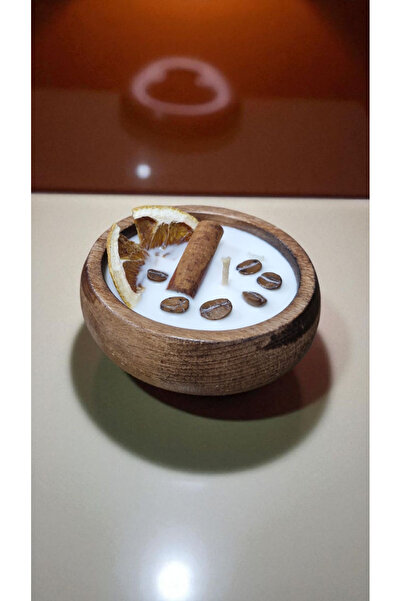 COCOS CANDLES Portakal Kokulu Ahşap Kaseli Aromaterapi Mum – El Yapımı Doğal ...