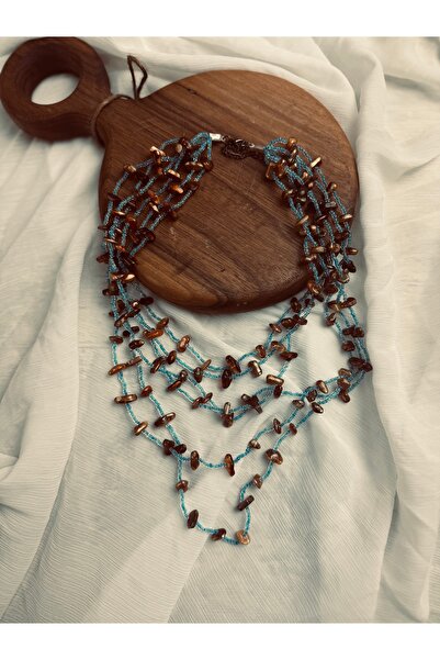 SEDEF TAKI Akik taşlı sarmal kolye