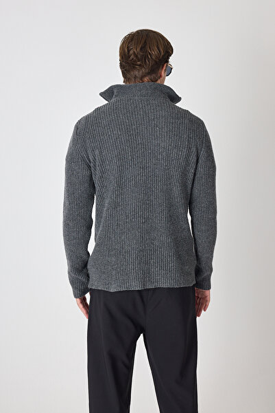 ENQUE Ανδρικό πλεκτό πουλόβερ ψαρά με φερμουάρ