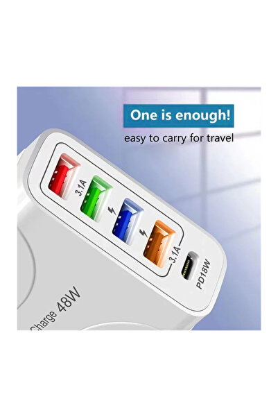 Generic USB Multiport Charging Adapter 48W UK Plug 5 Ports USB QC 3.0 PD18W For iPhone Samsung Xiaomi Tablet