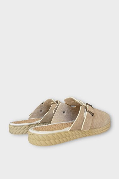 Liger Belt Buckle Nubuck Women's House Slippers Beige