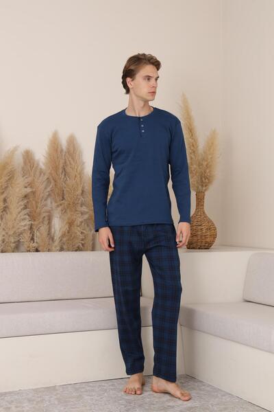 Mutlu City Ανδρικό σετ πιτζάμες από βαμβακερό υψηλής ποιότητας με λαιμόκοψη 16675