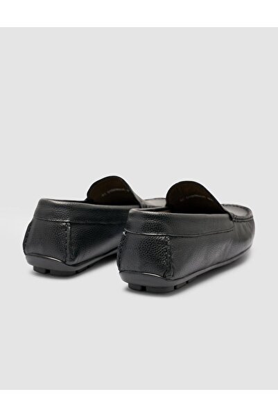 Cabani %100 Hakiki Deri Siyah Logo Detaylı Erkek Loafer Ayakkabı