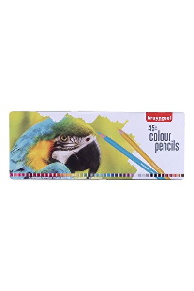 Bruynzeel Color Pencils Parrot Set Dry Paint Pen Set 45 Colors Metal Box
