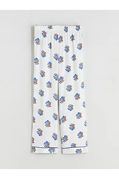 LC Waikiki LCW DREAM Ekru Gömlek Yaka Çiçekli Kadın Pijama Takımı