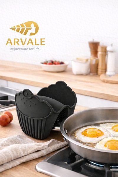 ARVALE 1Pcs Silicone Oven Mitt Heat Insulated Non-Slip Microwave Oven Pot Tra...