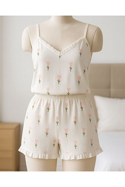 WİYONA Women's patterned shorts pajama set