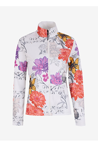 Discovery Expedition Beyaz Kadın Dik Yaka Loose Fit Baskılı Sweatmont D4WL-SW...