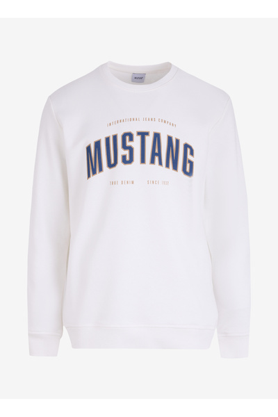 Mustang Bisiklet Yaka Ekru Erkek Sweatshırt M4WM-SWT-1981