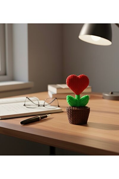 RubaTrend Dekoratif Kalp Çiçek Örgü Model