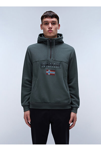 Napapijri Yeşil Erkek Bisiklet Yaka Normal Kalıp Sweatshirt NP0A4I5EG1S1_BURGEE HZH 2.0