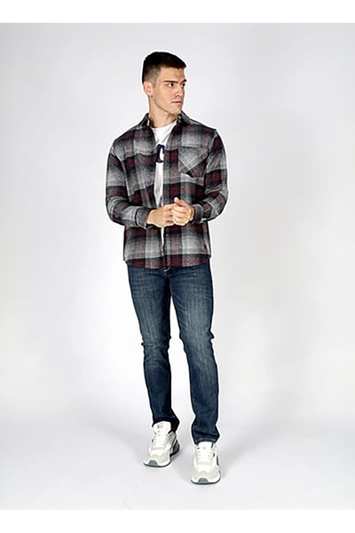 Lee Cooper Чоловіча сорочка Regular Fit темно-синього кольору 251 LCM 241011 LUPINES ТЕМНО-СИНІЙ-СІРИЙ