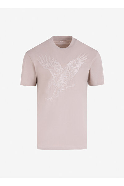 Armani Exchange Bisiklet Yaka Baskılı Bej Erkek T-Shirt 6DZTAD ZJ9TZ 17AB