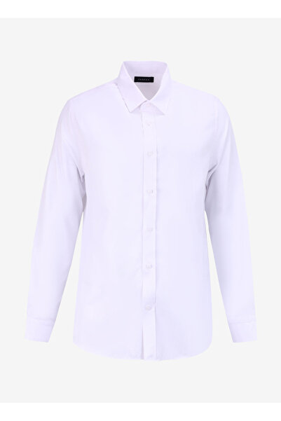 Fabrika Beyaz Erkek Gömlek Slim Fit Armürlü Gömlek MAYDOS 402