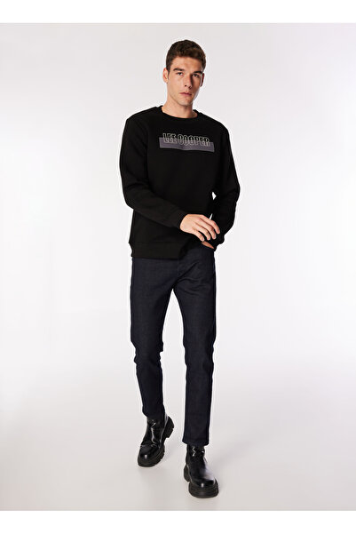 Lee Cooper Ανδρικό φούτερ με λαιμόκοψη μαύρο 251 LCM 241026 NOAH BLACK