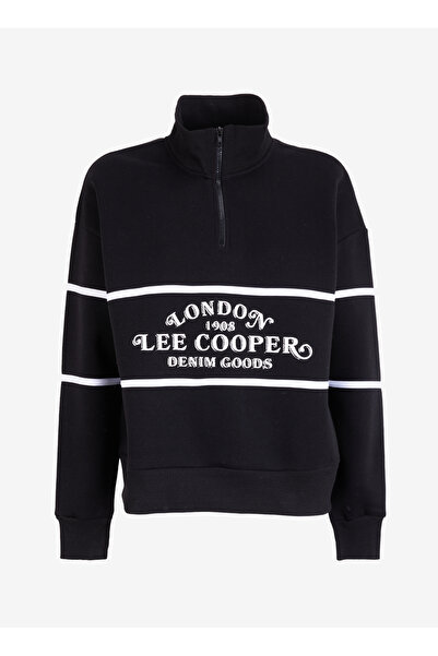 Lee Cooper Black Women's Stand Collar Printed Sweatshirt Grace 241007