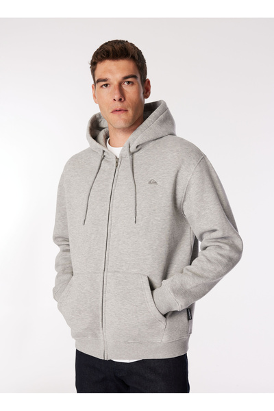 Quiksilver Gri Erkek Kapüşon Yaka Normal Bel Regular Fit Sweatshirt AQYFT03330SALT WATER ZIP HOODIE