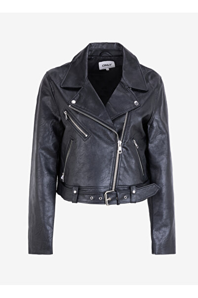 ONLY Onlvera Faux Leather Biker Μαύρο Γυναικείο Δερμάτινο Μπουφάν 15232135