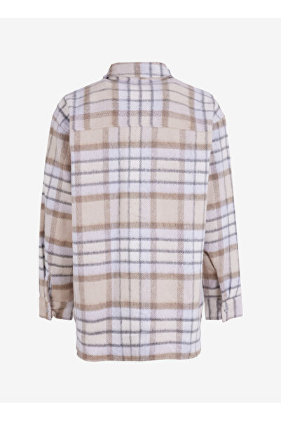 Lee Cooper Regular Fit Klasik Yaka Ekose Bej - Taba Kadın Gömlek 251 LCF 241002 LAYS BEJ-TABA EKOSE