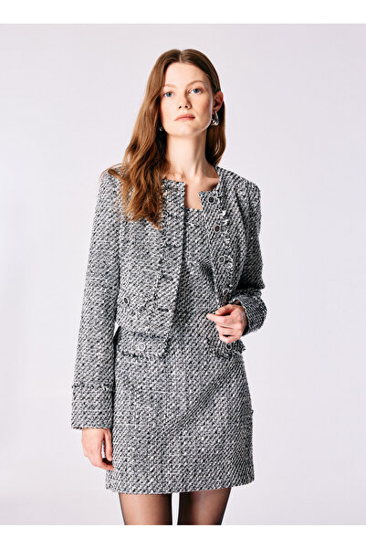 Guess Beyaz Kadın Blazer NEW SOFIA TWEED JACK - RECY POLY LU