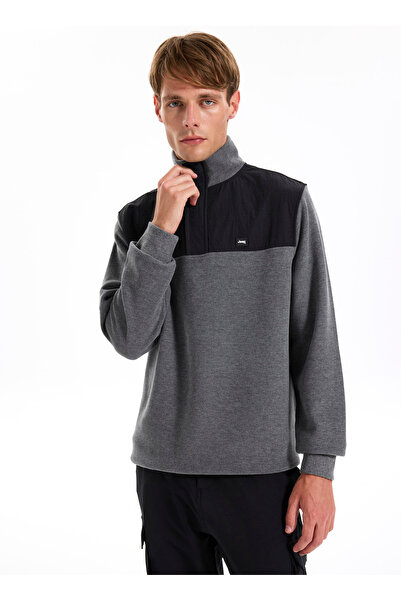 Jeep Dik Yaka Blok Desenli Antrasit Erkek Sweatshırt C4WM-SWT4228