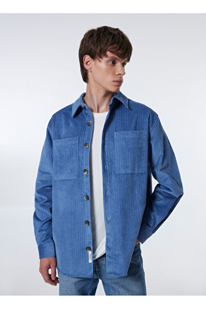 Mustang Normal İndigo Fitilli Erkek Gömlek M4WM-GML-1463