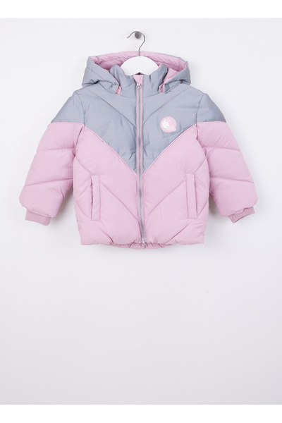 name ıt Pink Women's Zippered Collar Regular Fit Diagonal Puffer Coat 13231157