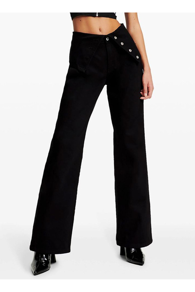 Karl Lagerfeld Jeans Yüksek Bel Geniş Paça Relaxed Siyah Kadın Denim Pantolon...