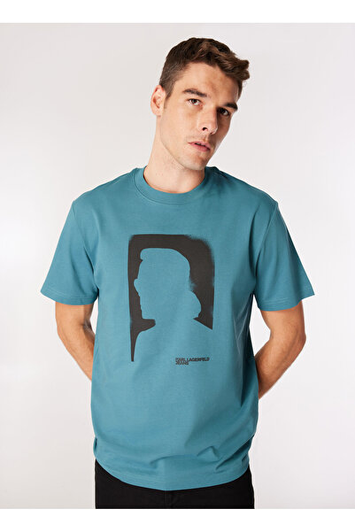 Karl Lagerfeld Jeans Bisiklet Yaka Baskılı Mavi Erkek T-Shirt 245D1709_KLJ RE...