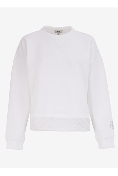 Jeep Ekru Kadın Bisiklet Loose Fit Blok Sweatshirt J4WL-SWT7014