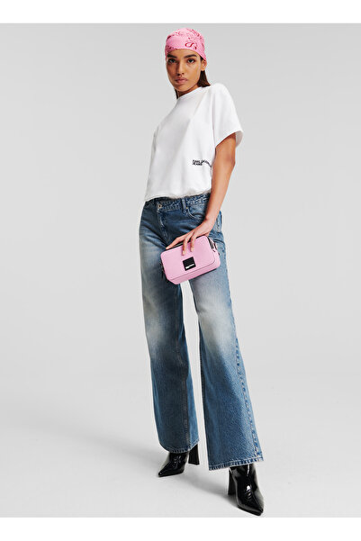 Karl Lagerfeld Jeans Yuvarlak Yaka Düz Beyaz Kadın T-Shirt 245J1705