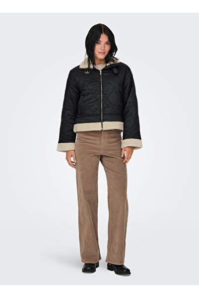ONLY Siyah Kadın Mont ONLVANIA QUILTED AVIATOR JACKET OTW
