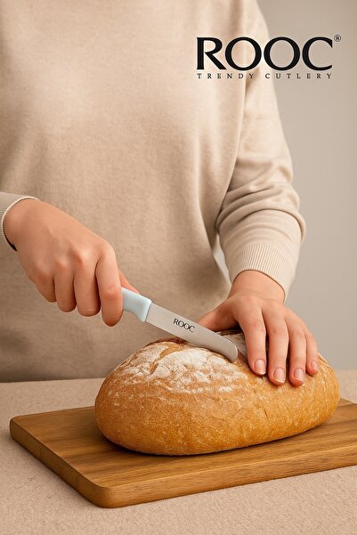 Rooc 6'lı Ultra Keskin Tırtıklı Bıçak Seti, Gri, 22 Cm %100 Garantili Paslanm...