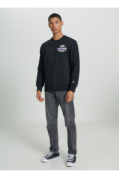 Lee Bisiklet Yaka Siyah Erkek Sweatshırt L232294001 Siyah Regular Sweatshirt