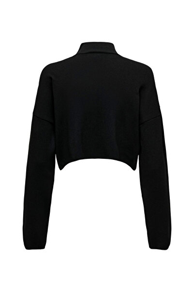 ONLY Pulover negru cu model tricotat obișnuit pentru femei ONLBODRUM CROPPED PULLOVER KNT