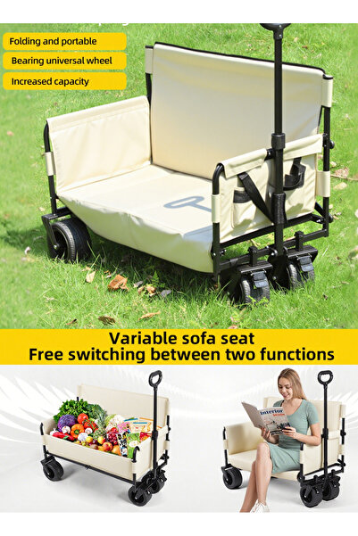 ETG Multifunctional Outdoor Camping Trolley, Foldable, 360° Universal Wheels