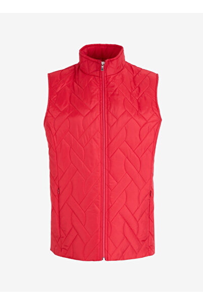 Selen Kırmızı Kadın Dik Normal Düz Yelek 24KSL2044-BB