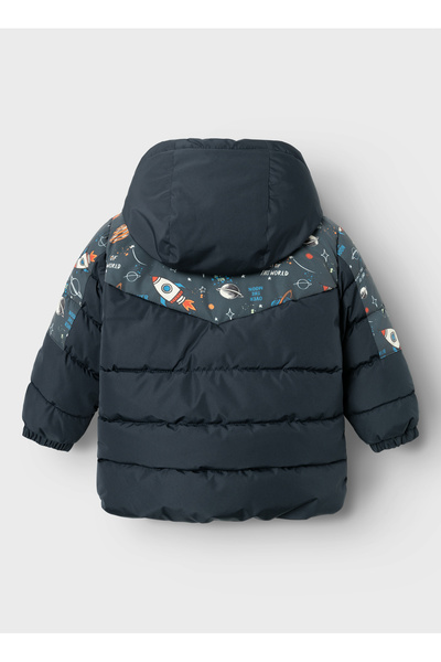 name ıt Синій чоловічий пуховик з коміром на блискавці, звичайного крою, з візерунком 13231307