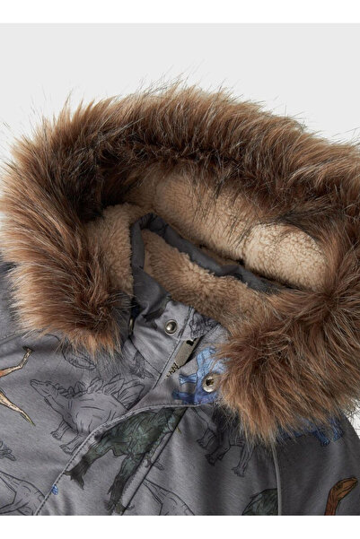 name ıt Desenli Gri Erkek Çocuk Mont 13230589