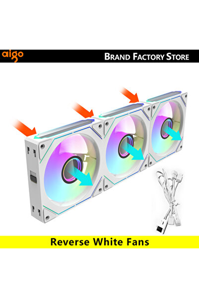 Aigo A-RGB كما هو موضح أبيض عكسي AS12 مروحة 120 مم ARGB حافظة كمبيوتر مراوح توصيل لاسلكية وحدة المعالجة المركزية