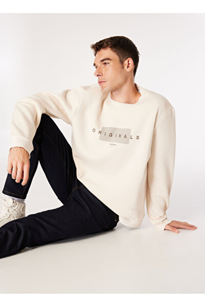 Jack & Jones Bisiklet Yaka Ekru Erkek Sweatshırt 12275175_JORKEN SWEAT CREW NECK