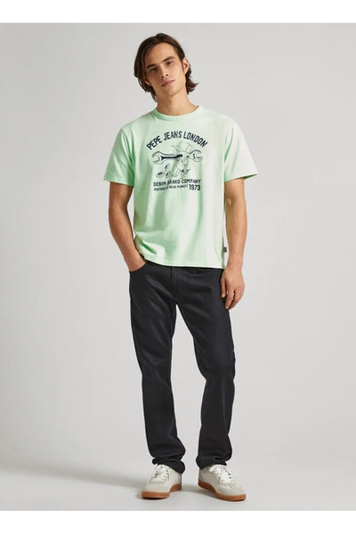Pepe Jeans Bisiklet Yaka Baskılı Açık Yeşil Erkek T-Shirt PM509389 612 CEDRIC