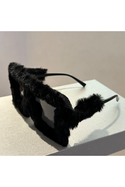 Choice as picture shows black-black KAMMPT Oversized Square Women Sunglasses New Fashion Furrry Frame Gradi
