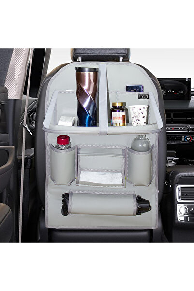 Bod Leather Tale Car Seat Back Organizer Organizer Leather Gray