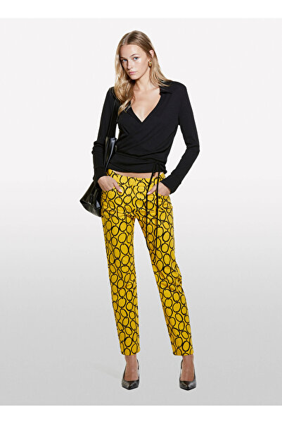 Sisley Women's Black Cross Detailed Long Sleeve Shirt Collar Blouse