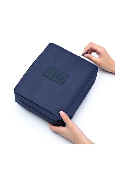 Ecoform Organizer Cosmetic Makeup Bag with Waterproof Feature, Navy Blue (Dimensions: 17*23*8 cm)