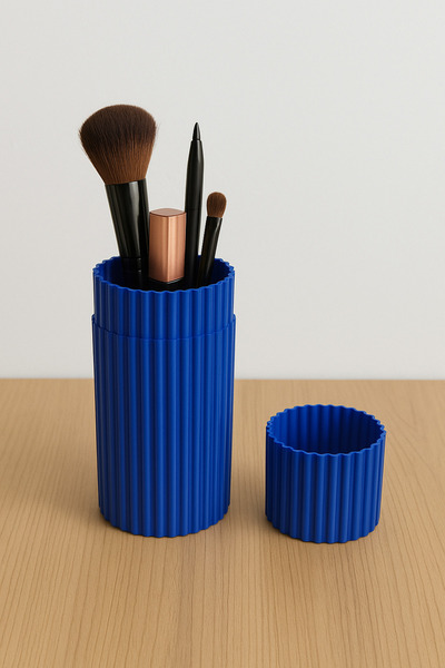 Serüven 3D Ribbed Box - Modern Design Multi-Purpose Organizer Box Makeup Brus...