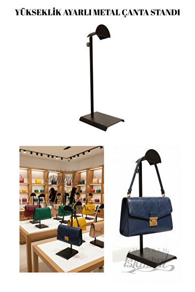 Manken İstanbul Yüksek Kalite Ayarlanabilir Siyah Renk Çanta Standı Çanta Teş...